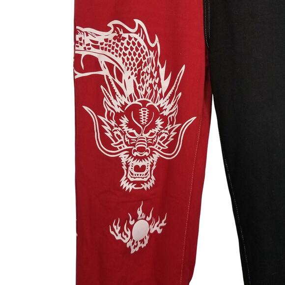 Shein Women's High Rise Dragon Red Black Colorblock Jeans Size Large / 10 / 30 - Picture 4 of 6